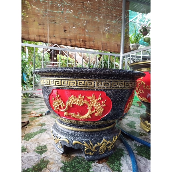 Khuôn chậu Việt Nam tròn 60 hoa mai ABS có lòng trong