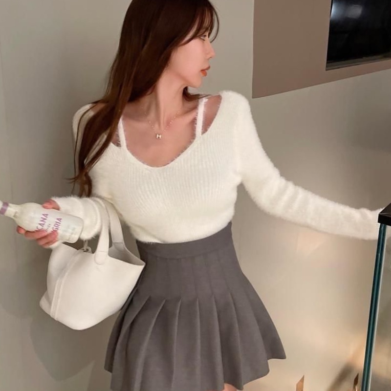 Áo dệt kim Pure Cube dáng rộng trễ vai gợi cảm cho nữ