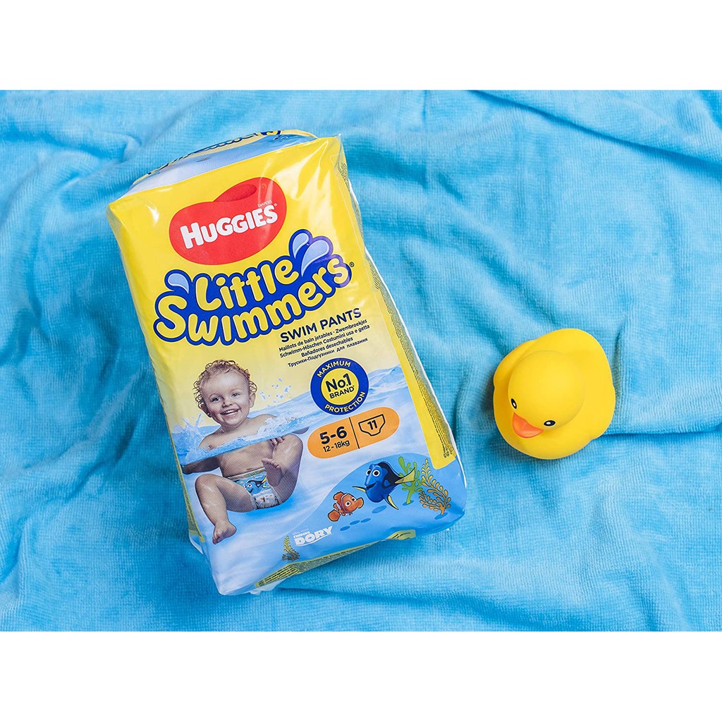 [MẪU MỚI NHẤT] Bỉm quần bơi Huggies Little Swimmers số 1 UK size 3-4 (7-15kg) 12 miếng - size 5-6 (12-18kg) 11 miếng