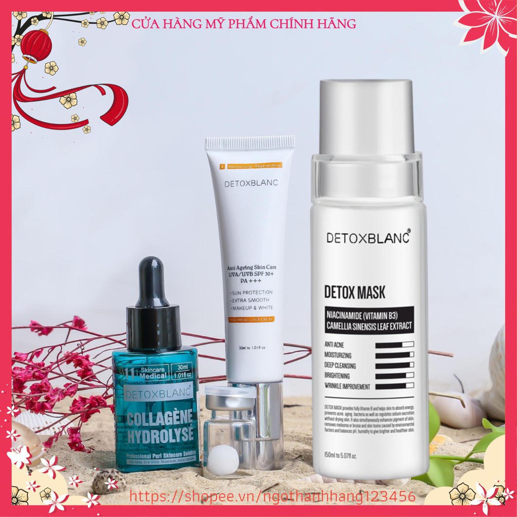 ❄️❄️❄️Combo trắng da căng mịn serum collagen+kem chống nắng+detox mask detox blanc❄️❄️❄️