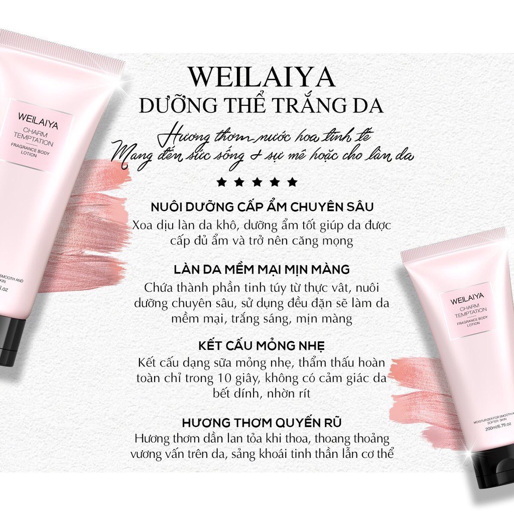 Sữa Dưỡng Thể Nước Hoa Body Lotion Weilaiya, Cấp Ẩm, Mềm Da 3 Tầng Hương 200ml [ CHÍNH - HÃNG ]