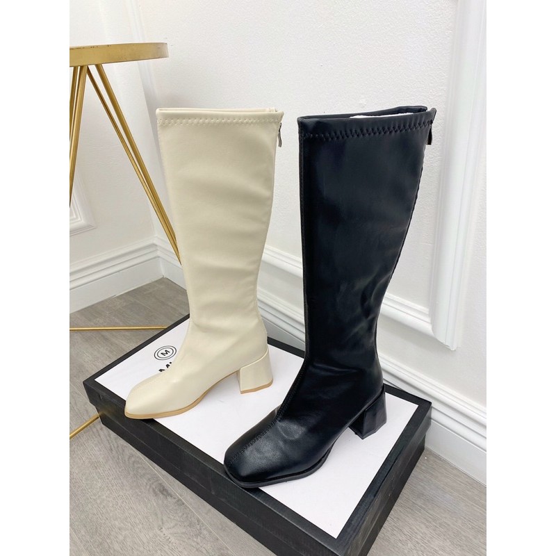 Boot đùi trơn khoá sau gót 5p fullbox