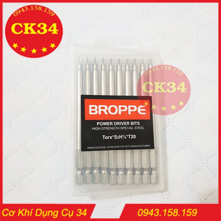 Hoa thị có lỗ, Hoa thị chuôi lục giác T20 dài 100mm BROPPE
