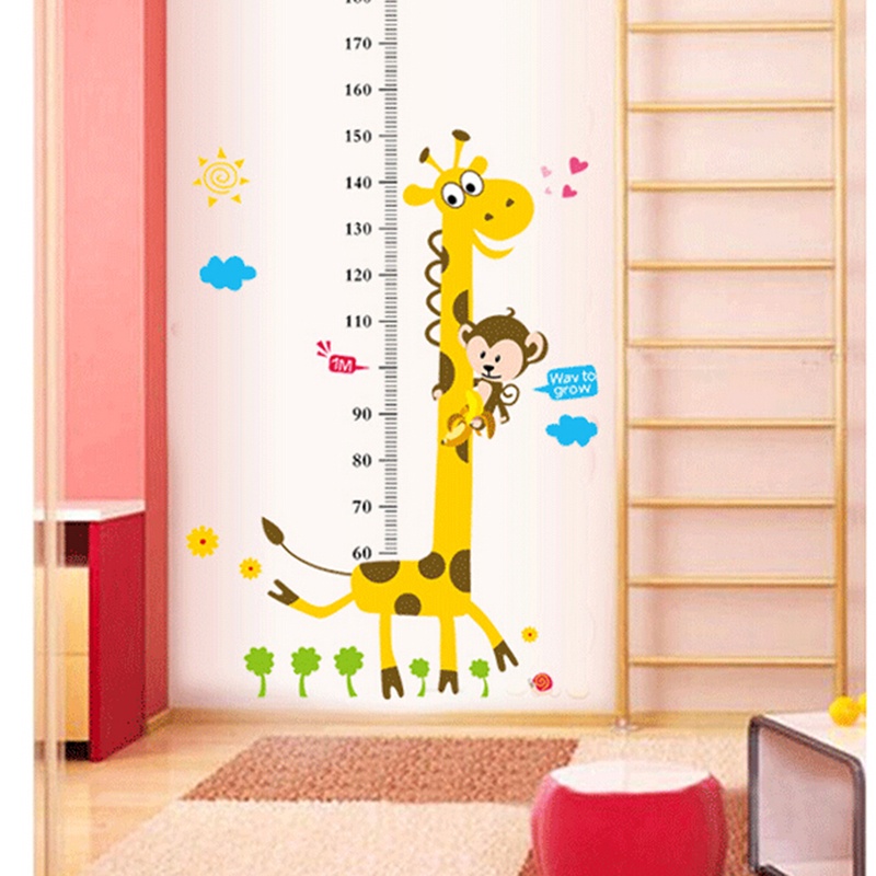 1 Thước Dán Tường Đo Chiều Cao Cho Bé Hình Hươu Cao Cổ Dễ Thương