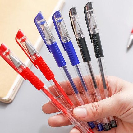 Bút bi bút nước 0.5mm cao cấp mực đều -  ngòi bút xanh đen đỏ