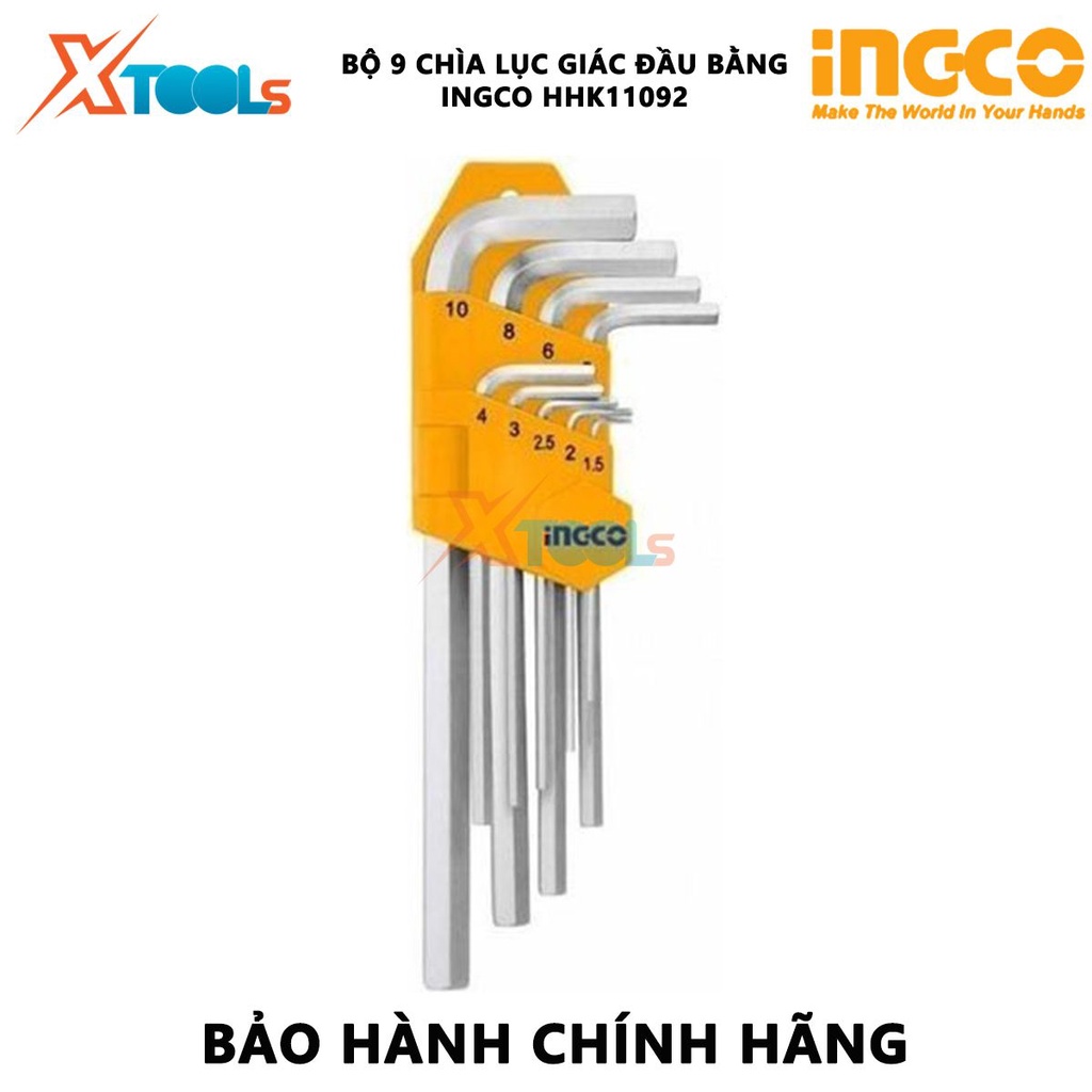 Bộ 9 chìa lục giác đầu bằng INGCO HHK11092