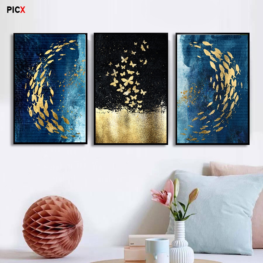 Set 3 tranh canvas MELODY decor phòng khung viền 0.5cm