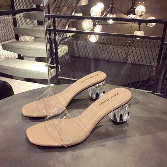 Freeshipp 50k - Dép nữ cao gót quai mika trơn gót trong trơn 5p đơn giản