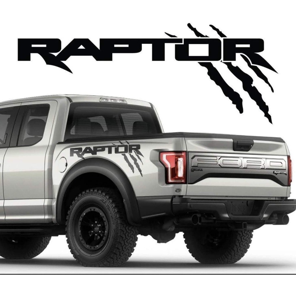 Set 2 Đề Can Vinyl Dán Đầu Giường Xe Hơi Ford Raptor X2 Kutef