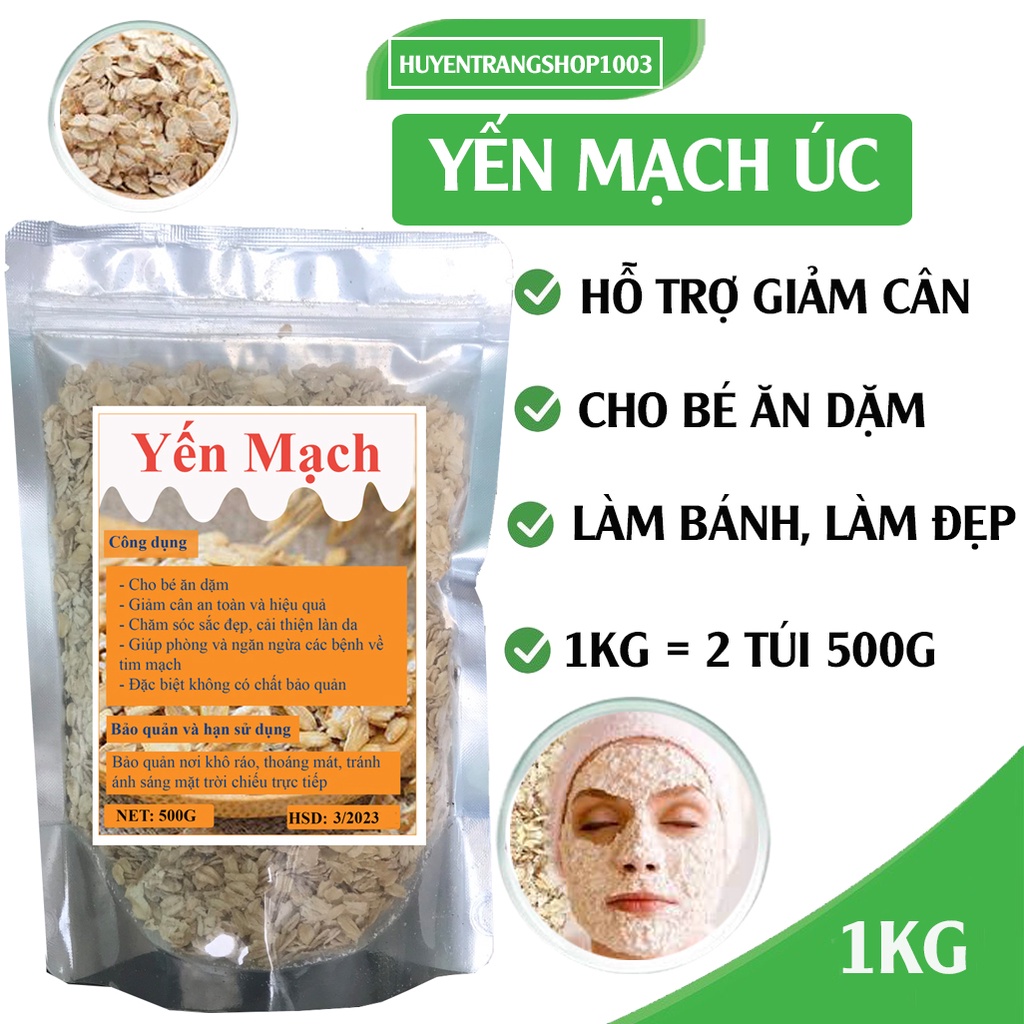 Sỉ 1KG hạt yến mạch Úc cán mỏng vỡ nguyên chất (có chứng nhận VSATTP)