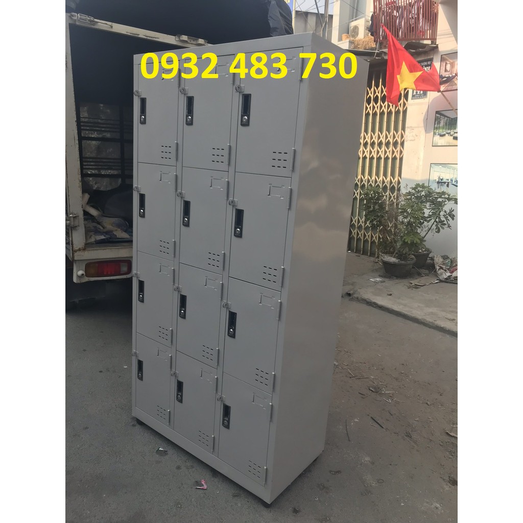 Tủ sắt hồ sơ tủ Locker sơn tĩnh điện sắt dày 12 cửa 1m8x90