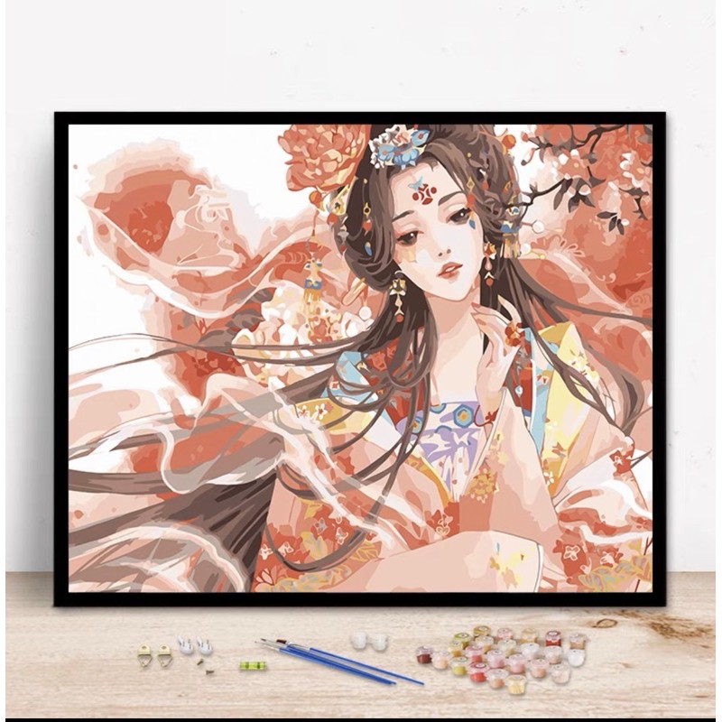 Tranh Tô Màu Theo Số Anime Cổ Trang - Tranh Sơn Dầu Số Hoá Cổ Trang