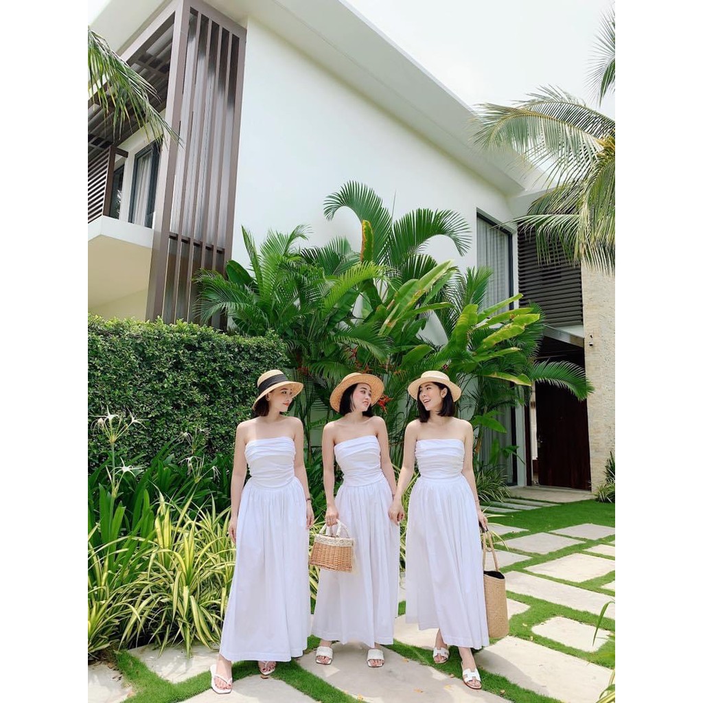 (HÌNH THẬT) Đầm Maxi Cúp Ngực Tùng Xoè VIVU (TRẮNG) | BigBuy360 - bigbuy360.vn