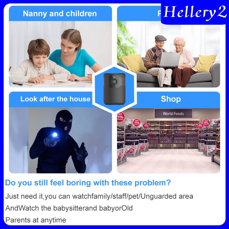 [HELLERY2] Mini WiFi Camera Security Camera LED Night Vision Motion-Tracking 1200mAh