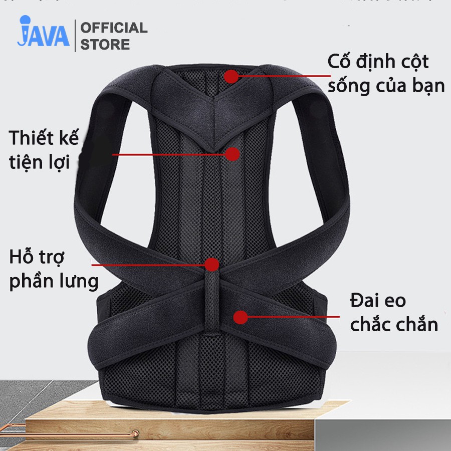Đai chống gù lưng - vai - eo - chất liệu bền-thoáng - có nẹp cố định cột sống