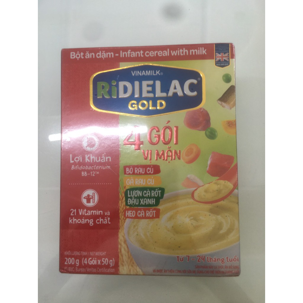 BỘT ĂN DẶM RIDIELAC GOLD 4 VỊ MẶN - HỘP GIẤY 200G