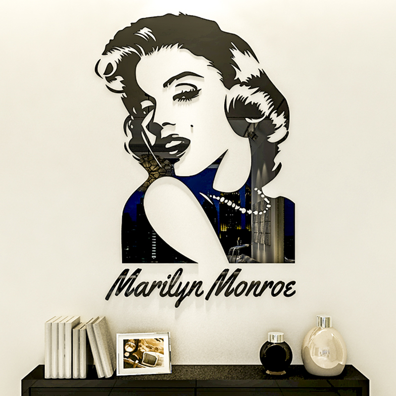 Tranh dán tường mica 3d decor khổ lớn ca sĩ Marilyn Monroe Nhiều Size - EPeBen