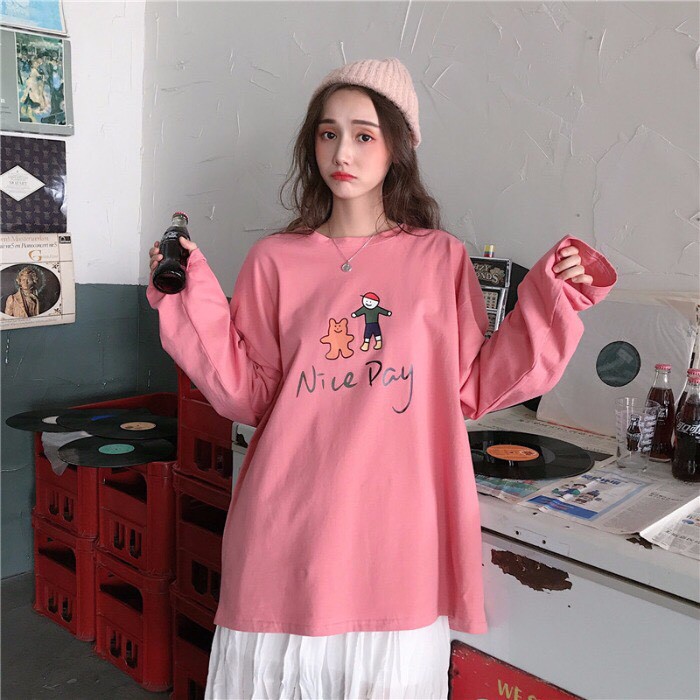 Áo thun tay dài form rộng unisex Wind Nice Day, áo sweater unisex Ulzzang Wind ( HÀNG ĐẸP KÈM ẢNH THẬT )