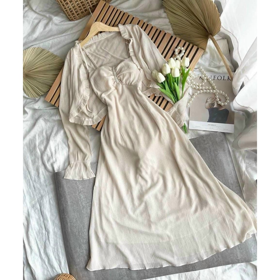 Váy Đẹp Nữ Đầm Hoa Nhí Phối Trắng Phong Cách Tay Bồng Siêu Sang Cá Tính thời Trang Nữ Hè Cho Bạn Gái