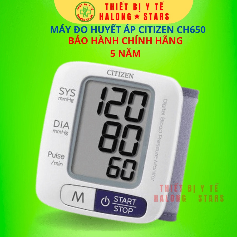 Máy đo huyết áp điện tử cổ tay Citizen CH650 tự động - Đo huyết áp cao thấp, nhịp tim - Bảo hành 5 năm [HalongStars]