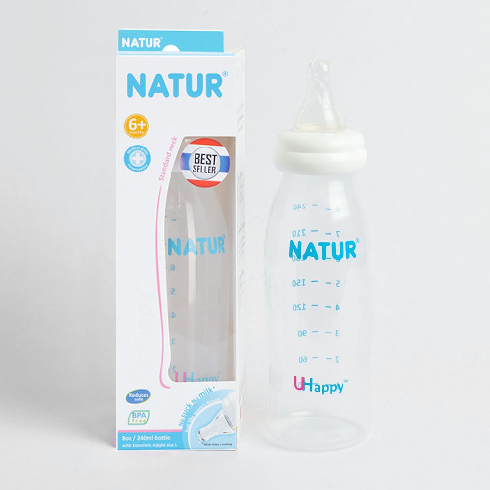 Bình sữa Natur nhiều tia cổ thường 240ml