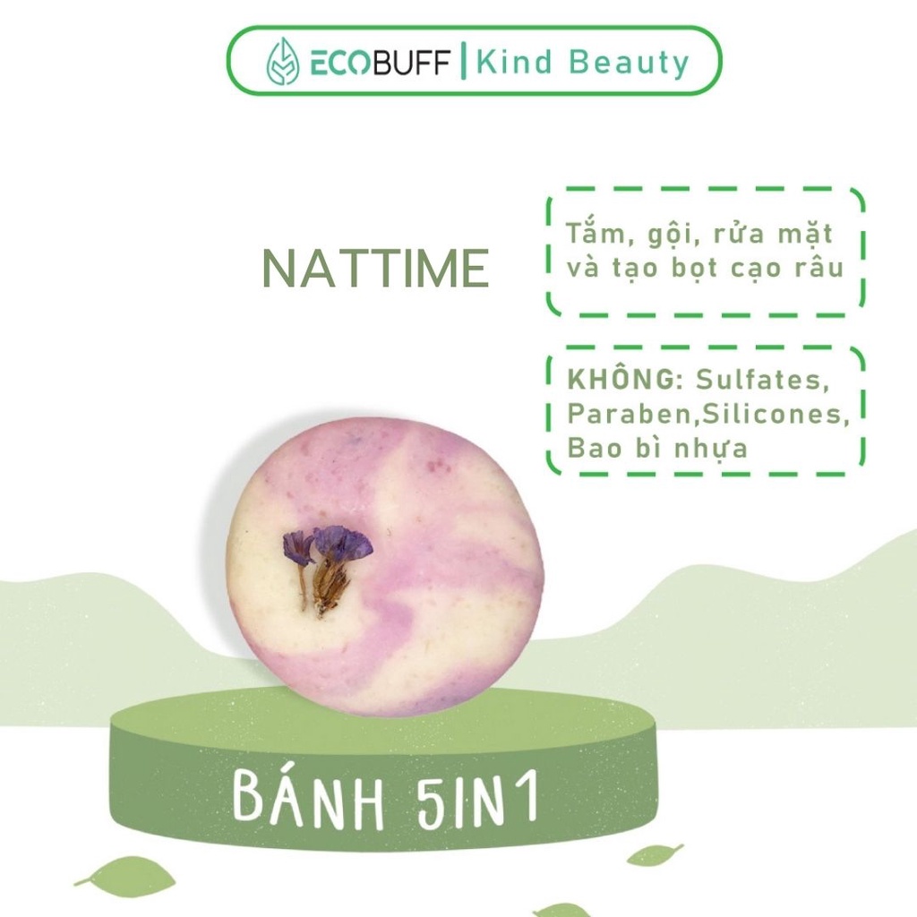 Sữa tắm gội đa năng lành tính men vi sinh dạng bánh Nattime sạch sâu dịu nhẹ Ecobuff