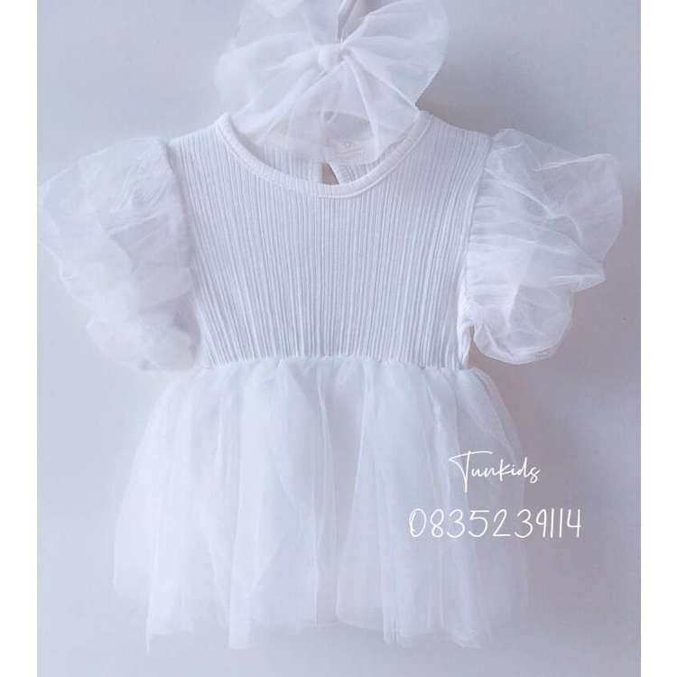 Body váy công chúa trắng cực xinh (kèm băng đô)