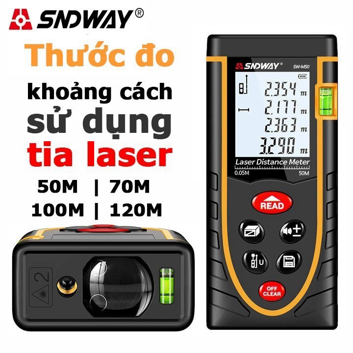 MÁY ĐO KHOẢNG CÁCH THƯỚC ĐO KHOẢNG CÁCH BẰNG TIA LASER SNDWAY LOẠI 50M - 70M - 100M