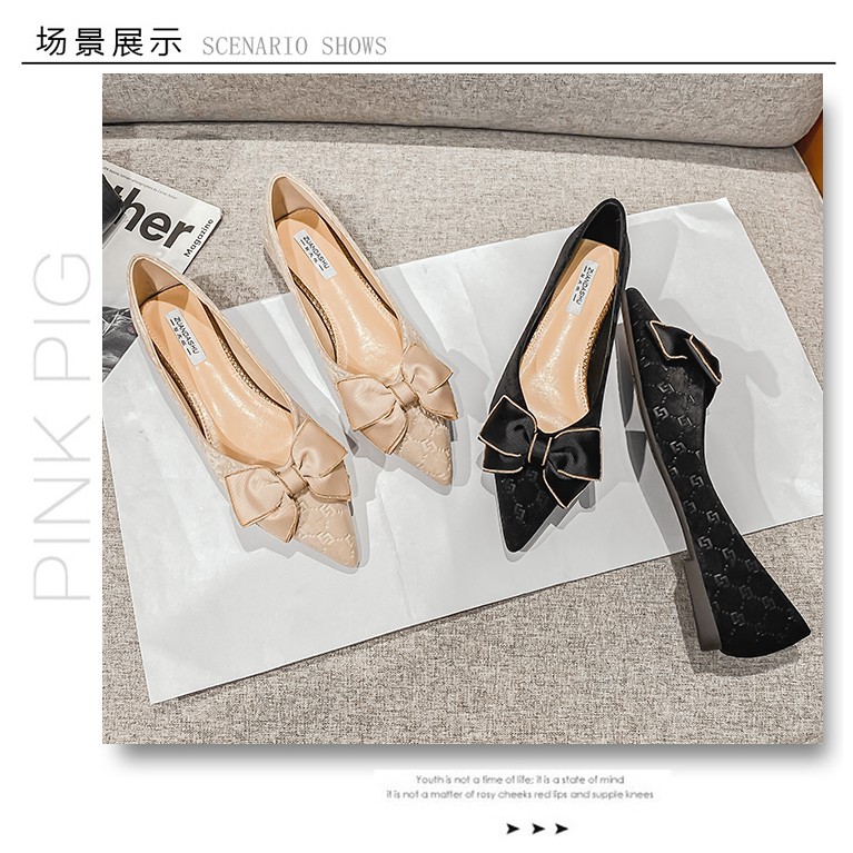 Order giày big size nữ búp bê size từ 40 đến size 45 gắn nơ sang chảnh
