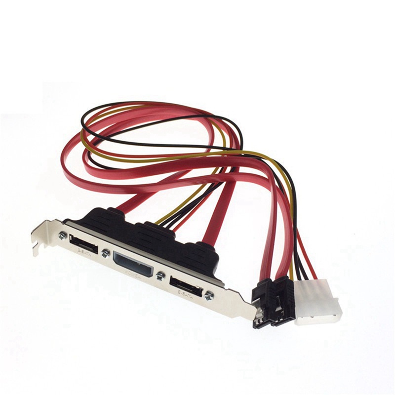 Pc DIY SATA to ESATA và 4Pin IDE Molex Power PCI Bracket Slot Cable Cấu hình chiều cao đầy đủ cho ổ cứng ngoài