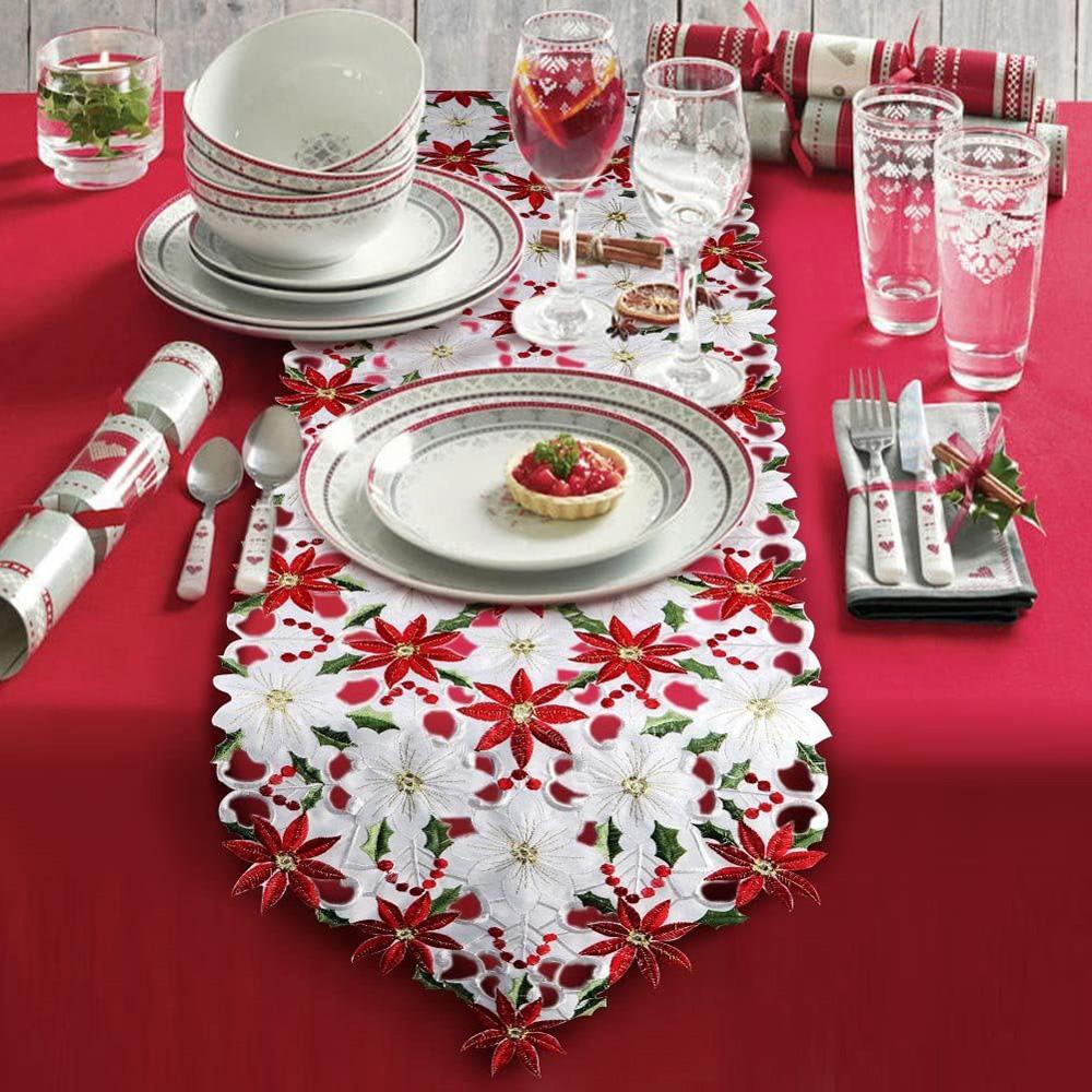 Khăn Trải Bàn Thêu Họa Tiết Trang Trí Tiệc Giáng Sinh / Năm Mới Ốp