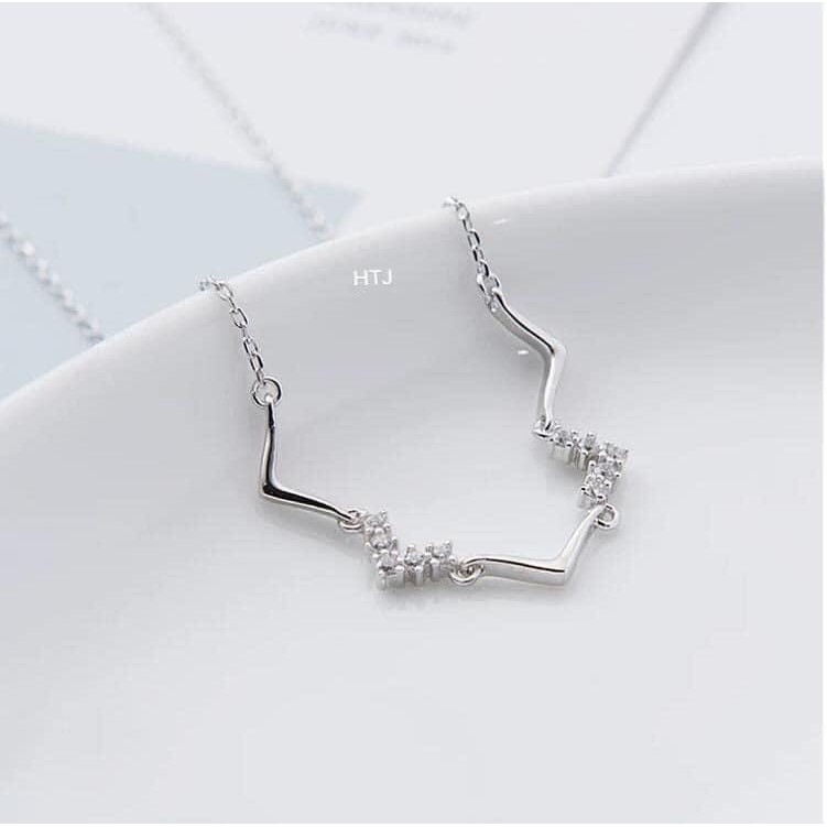 Dây chuyền nữ bạc dạng sóng gắn đá nhỏ / Vòng cổ zic zac bibi silver