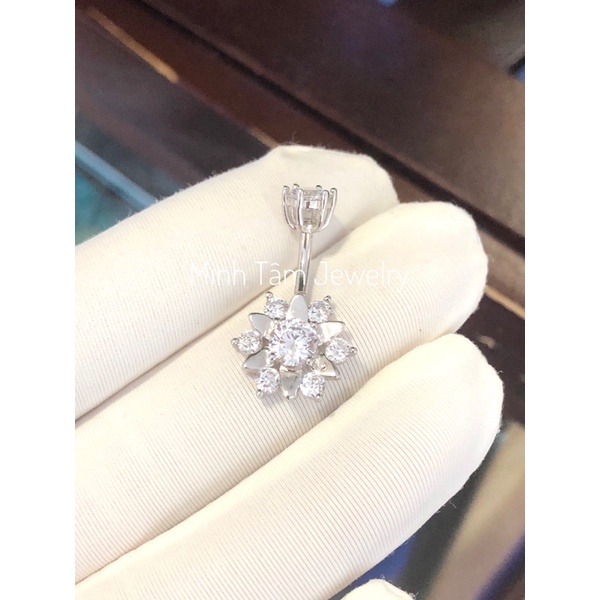 Khuyên rốn bạc 925 cao cấp, khuyên đeo rốn hình bông hoa nạm đá-Minh Tâm Jewelry