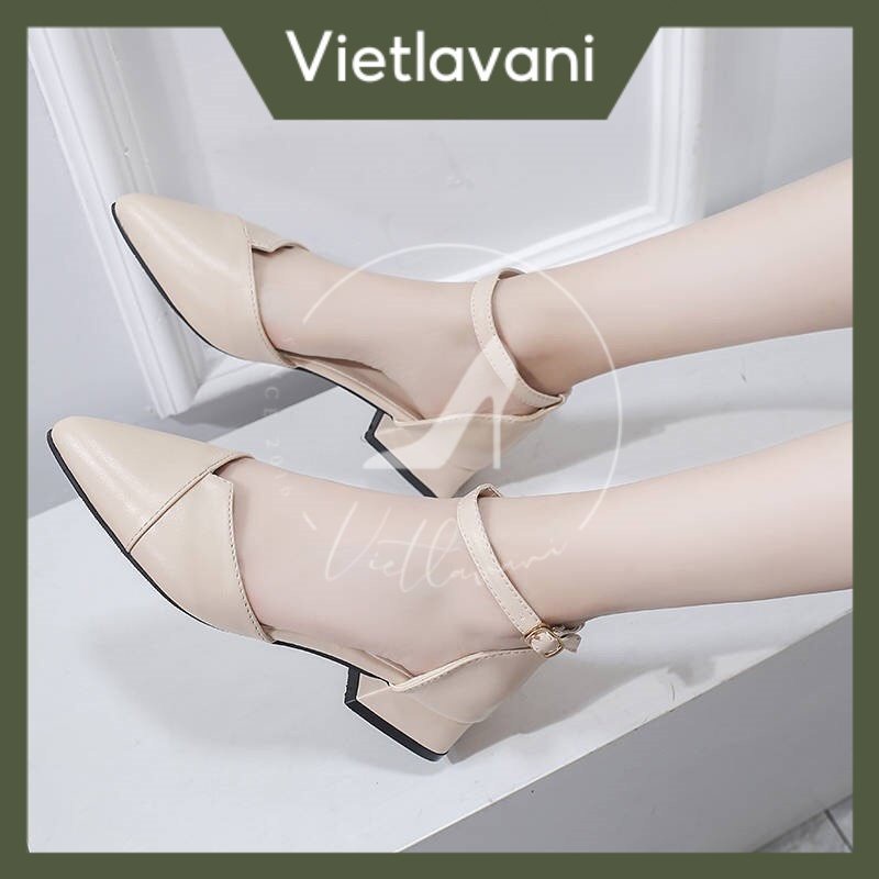 Giày búp bê TTP1 quai sau cao 3cm siêu nữ tính có 2 màu kem và đen