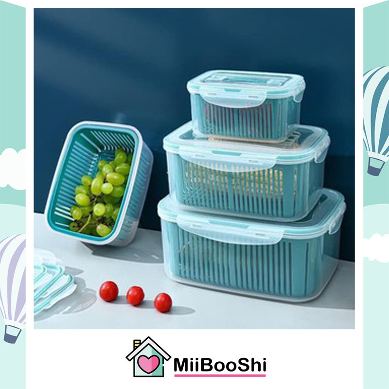 Hộp bảo quản thức ăn thực phẩm tủ lạnh combo 5 hộp đựng củ quả có nắp đậy cao cấp MiibooShi PVN17456