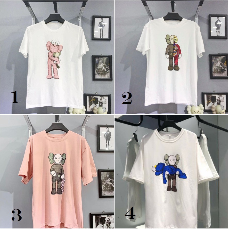 Áo Thun KAWS HOẠT HÌNH Nam Nữ Unisex - Áo ngắn tay có cổ