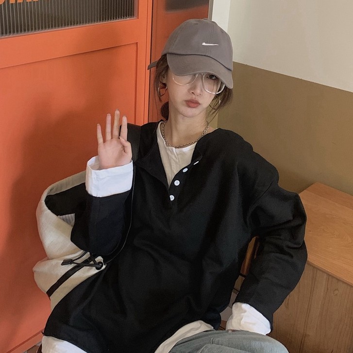 Áo thun dài tay dáng rộng phong cách đơn giản thời trang Hàn Quốc | BigBuy360 - bigbuy360.vn