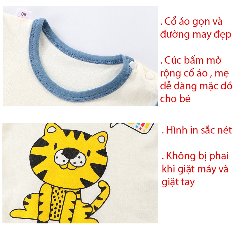 Bộ cộc tay bé trai, bé gái xuất Hàn, vải 100% cotton hàng Quảng Châu cao cấp _ B58