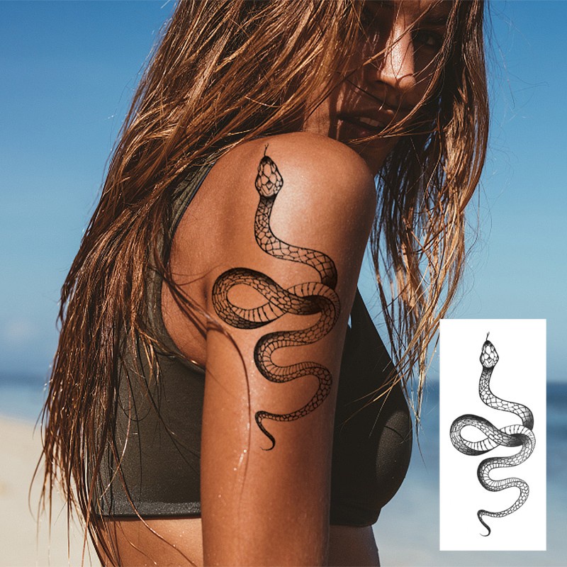 1 tấm hình xăm dán tạm thời họa tiết da rắn gợi cảm cho nam và nữ