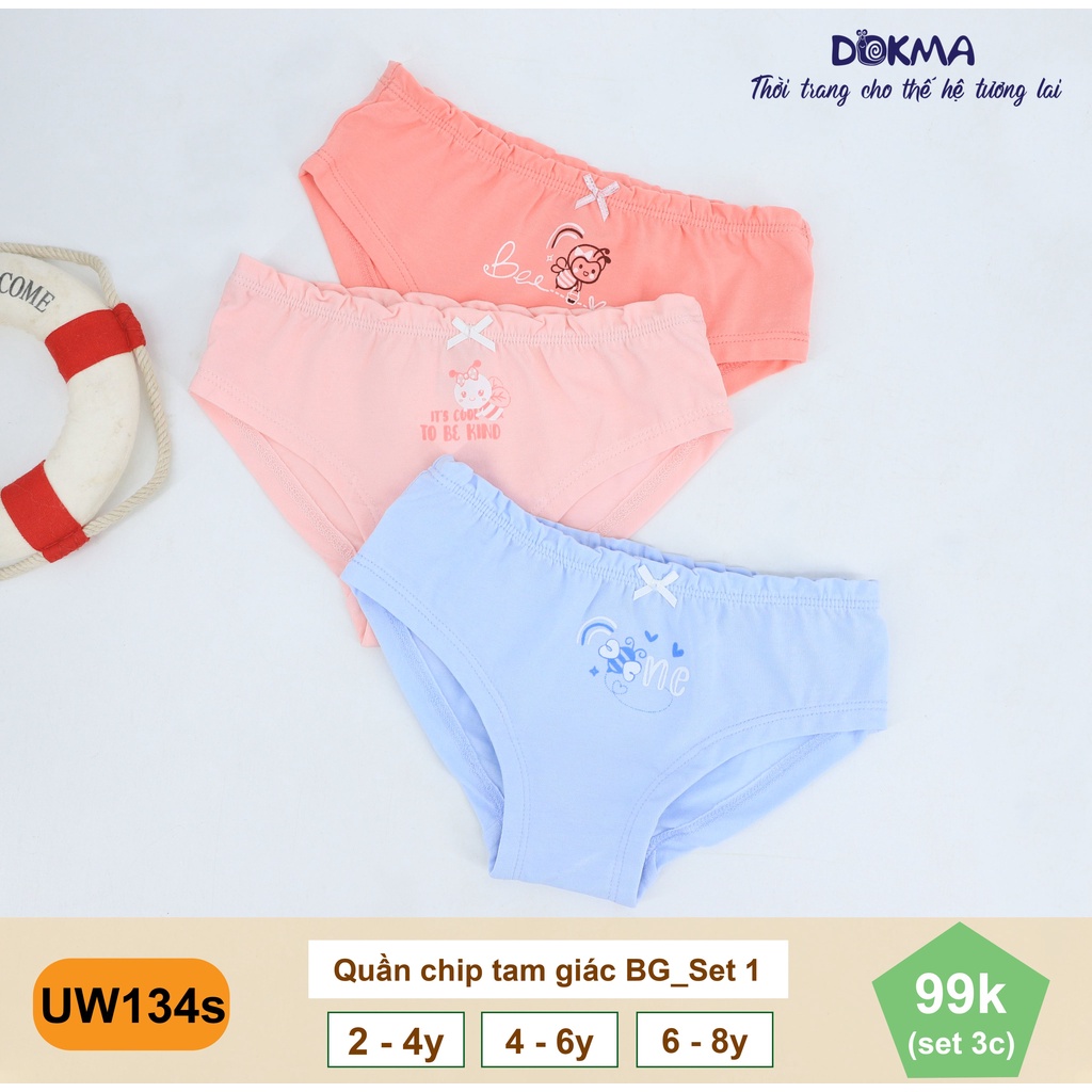 [FREESHIP] Quần Chip cotton tam giác cho bé gái Dokma (Set 3 chiếc) Dokma UW134s