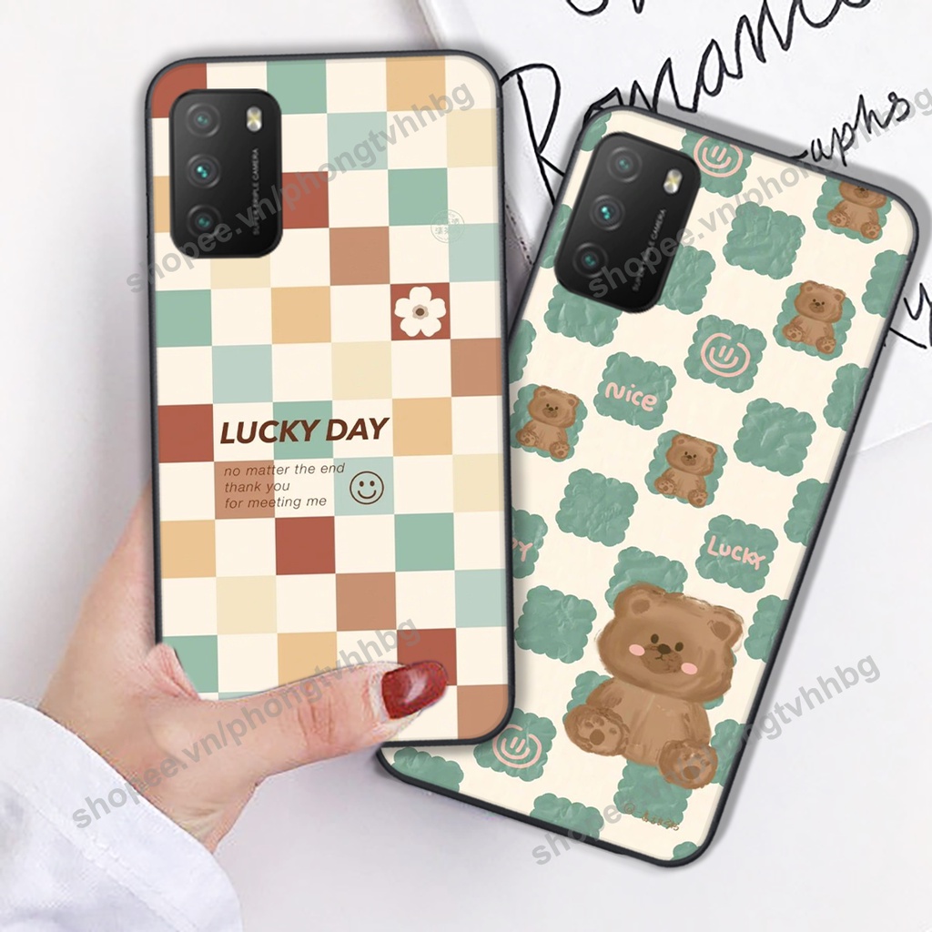 Ốp lưng Xiaomi Redmi 9T / Poco M3 / Poco X3 in mẫu gấu bo viền , smile mặt cười cực cute đẹp