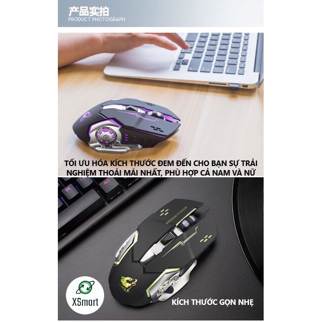 Chuột không dây chuyên GAME Wolf X8 PRO NÂNG CẤP Wireless 2.4GHz SIÊU NGẦU, Tự động đổi màu sắc | WebRaoVat - webraovat.net.vn