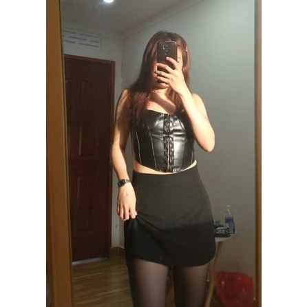 Chân váy ngắn chữ a lưng cao màu đen bigsize Unnie chan vay ôm công sở lưng cao 2 lớp có size đại