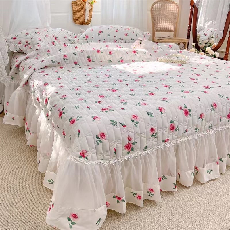 SÉT GA GỐI PHỦ TRẦN BÔNG REN DÀI