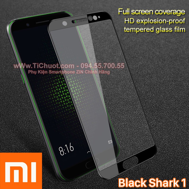 Kính Cường Lực Xiaomi Black Shark 1 FULL Màn, FULL KEO Silicon