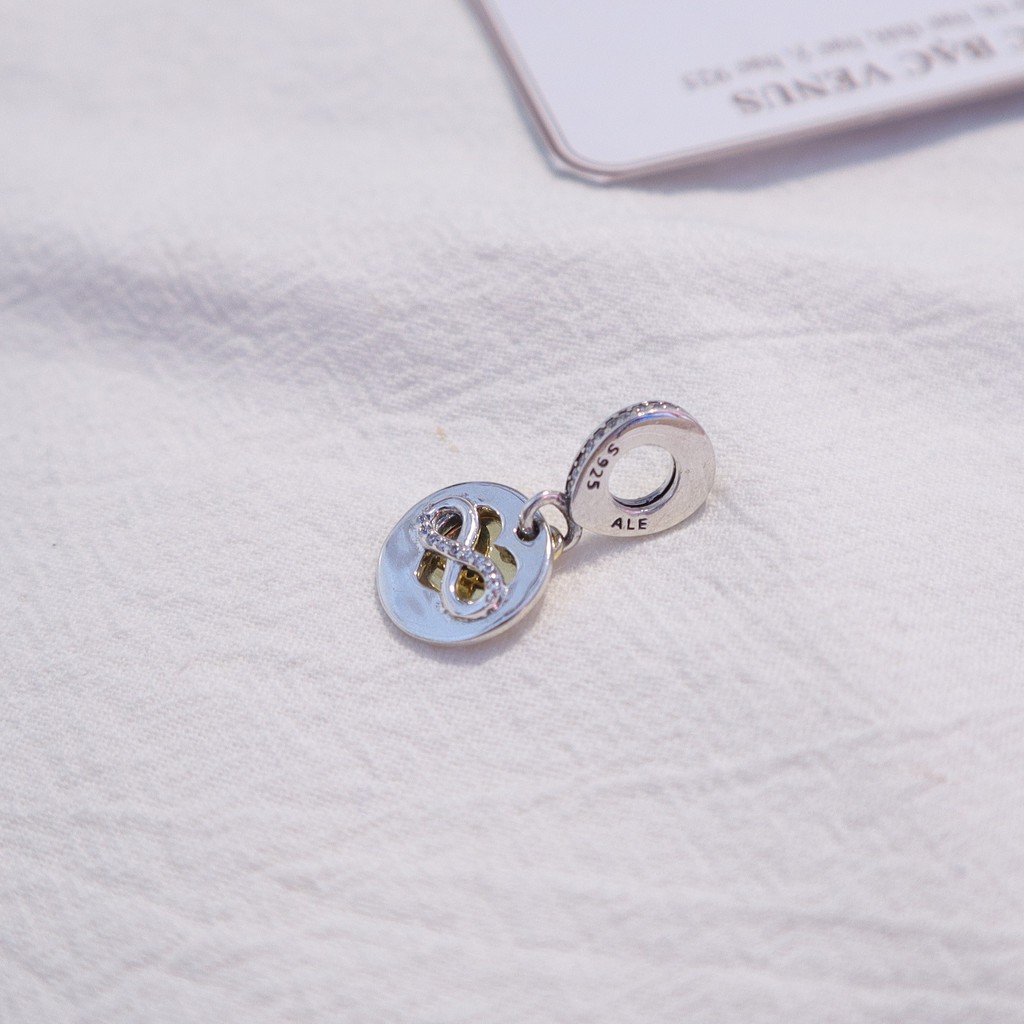 Charm treo hình vô cực mặt tim shine bằng bạc 925- Trang sức bạc Venus