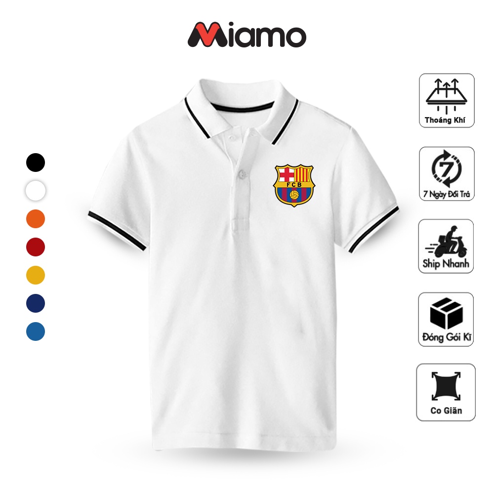 Áo thun polo unisex Miamo CLB Barcelona basic phom ôm thoải mái, vải ko nhăn xù dành cho nam nữ MO5