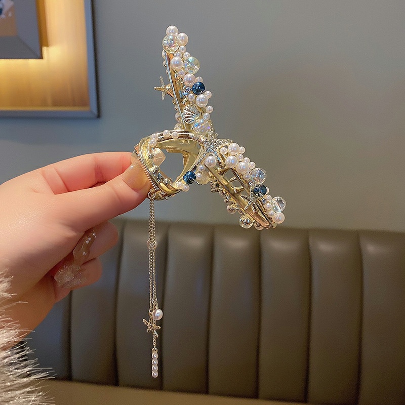 Kẹp Tóc Càng Cua Tua Rua Trung Hoa Ngọc Trai Phụ Kiện Thời Trang Cho Nữ AB131