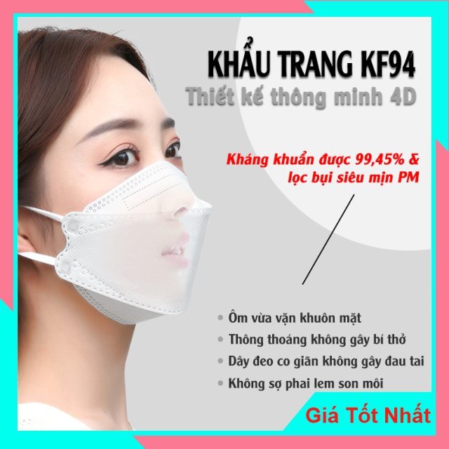 Khẩu Trang Y Tế Kháng Khuẩn 4 Lớp KF94 Chống Bụi Siêu Mịn (10 cái/ túi)