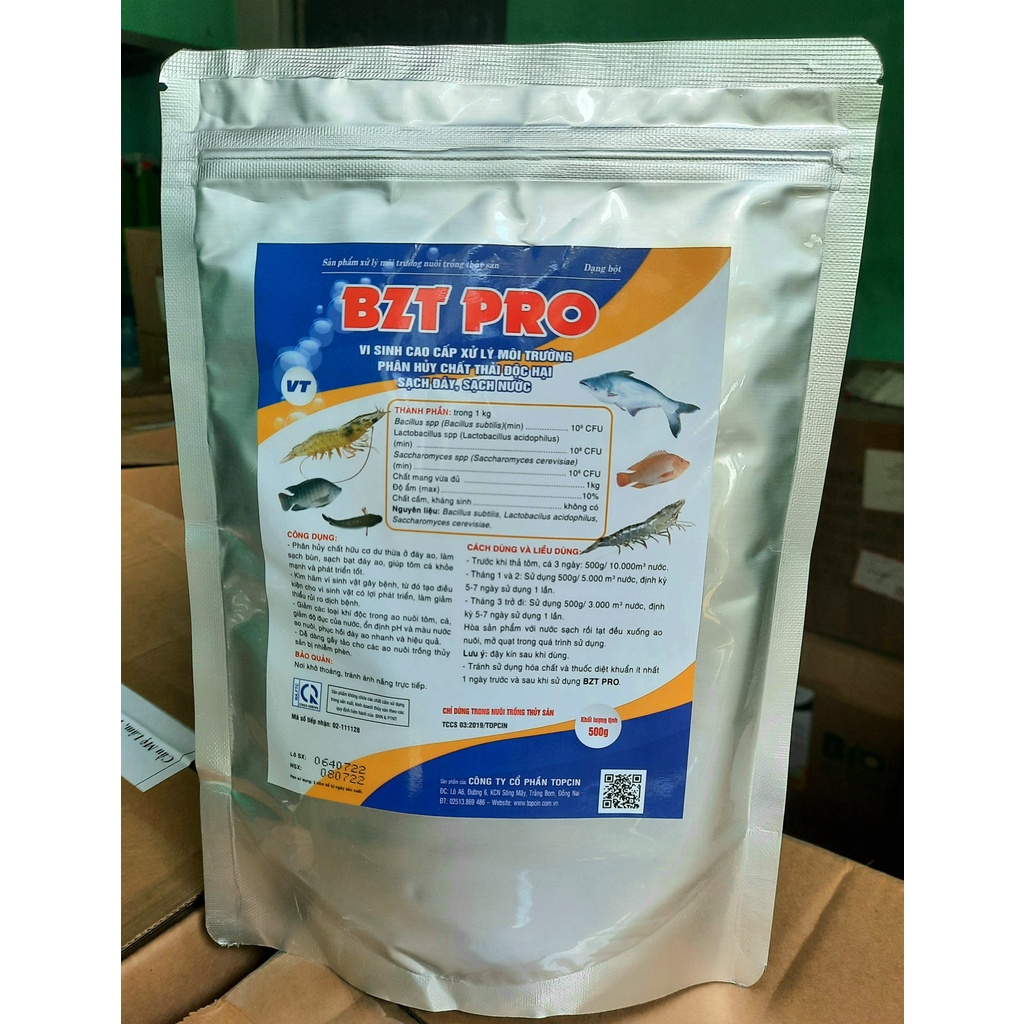 Men Vi Sinh Đáy BZT PRO  Xử Lý Đáy Ao Nuôi Hiệu Qủa Gói 500gr
